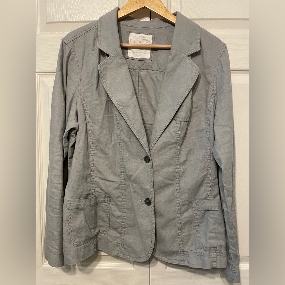 Sonoma Women’s Linen Blazer — Gray Size XL.